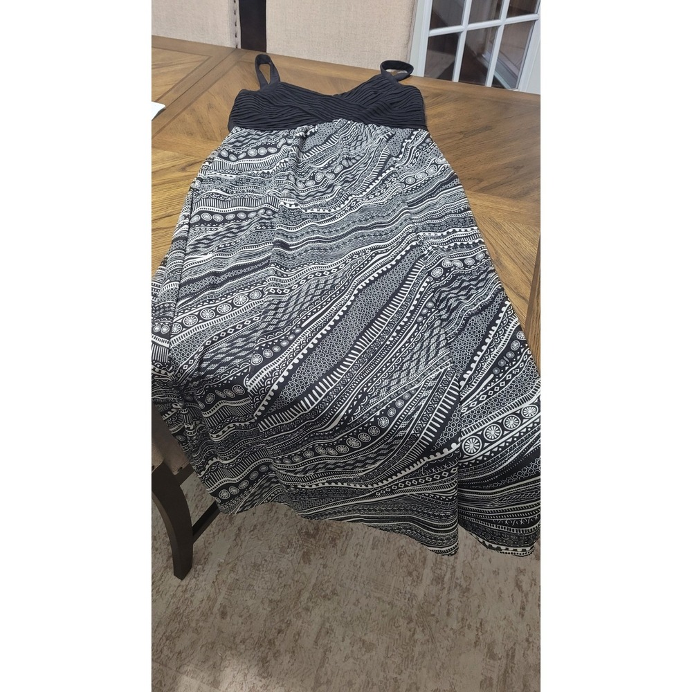 Bethany Womens XXL Black White Geometric Tribal Print Surplice Maxi Dress